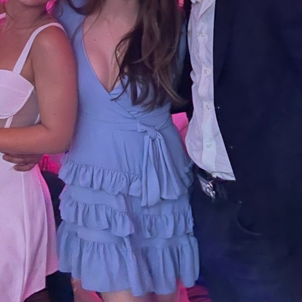 Lulu's Light Blue Ruffled Mini Dress - Picture 2 of 2